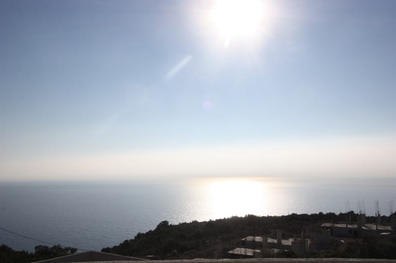 Panoramic view of the Adriatic Sea from a plot of land in the village of Krimovica, Montenegro.
