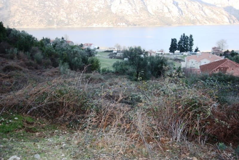 Building plot in Stoliv, Montenegro, with panoramic views of the Bay of Kotor and the mountains.