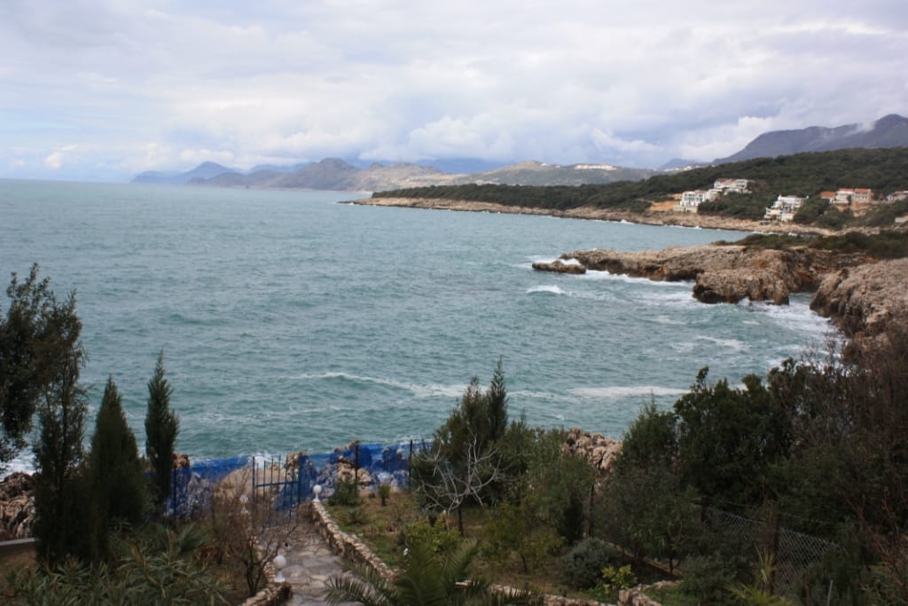 Panoramic view of the Adriatic Sea and rocky coastline from the property in Utjeha, Montenegro.