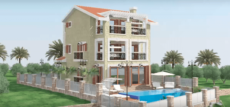 Трехэтажная вилла с бассейном и террасами в Герцег-Нови, Черногория: современный дизайн, сад и огороженная территория.