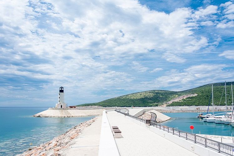 A lighthouse has been built as part of the Luštica Bay project