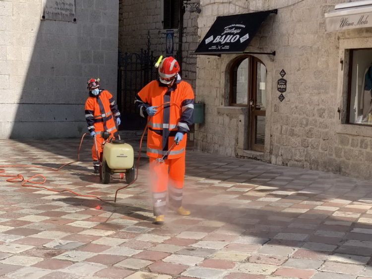 Streets and Squares Are Being Disinfected in Kotor