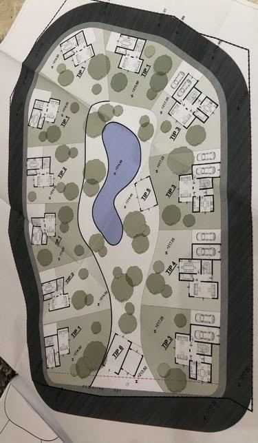 Master plan of a residential complex with a pool and villas in Bar, Montenegro: layout of plots and houses.