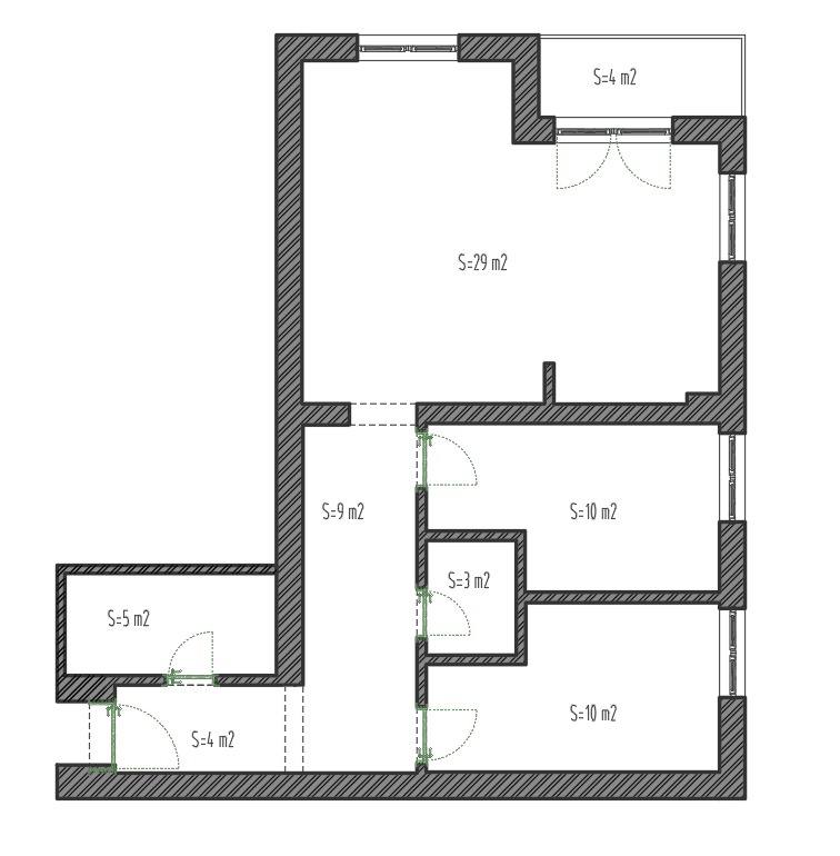 Apartment layout in Budva, Montenegro: a floor plan showing the area of the rooms, hallway, and bathroom for property No. 2388.
