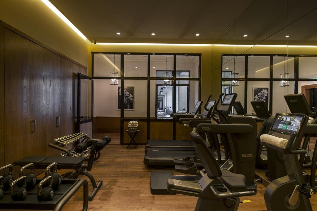 Modern gym with professional equipment in a luxury residential complex, Tivat, Montenegro.