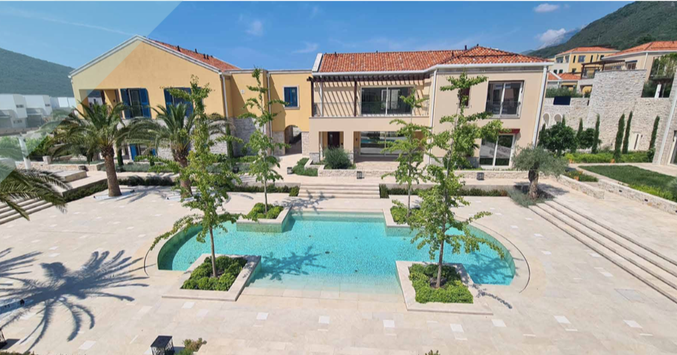 Luxury villa with a swimming pool and landscape design in the Porto Novi residential complex, Kumbor, Montenegro.