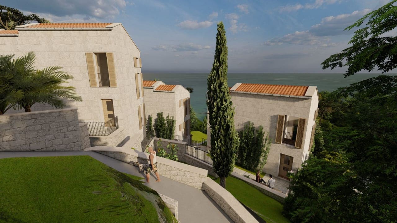 Modern stone villas with sea views in Kamenovo, Montenegro: a site development project with landscape design.