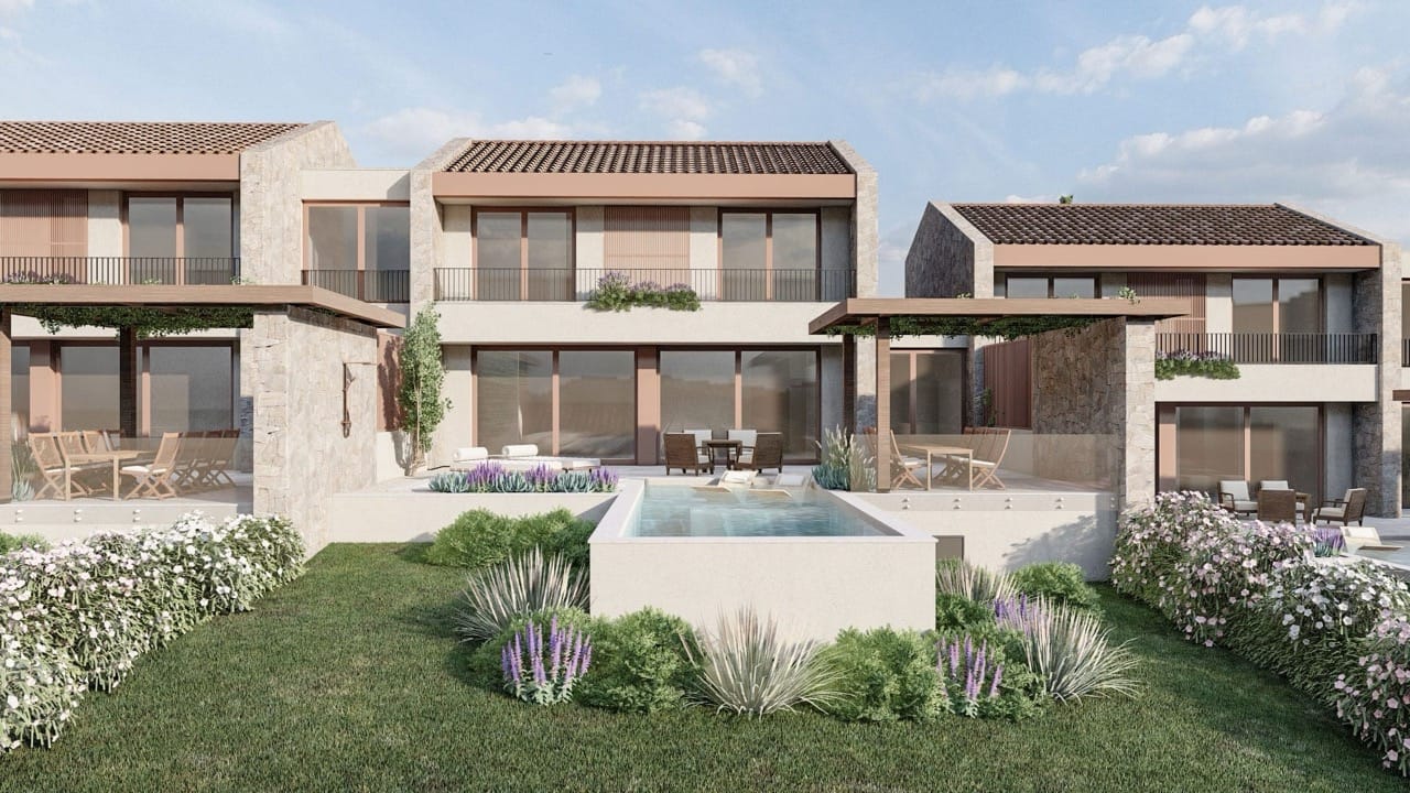 Modern villa in Luštica Bay, Radovići, Montenegro: private pool, furnished terrace, and landscaped garden.