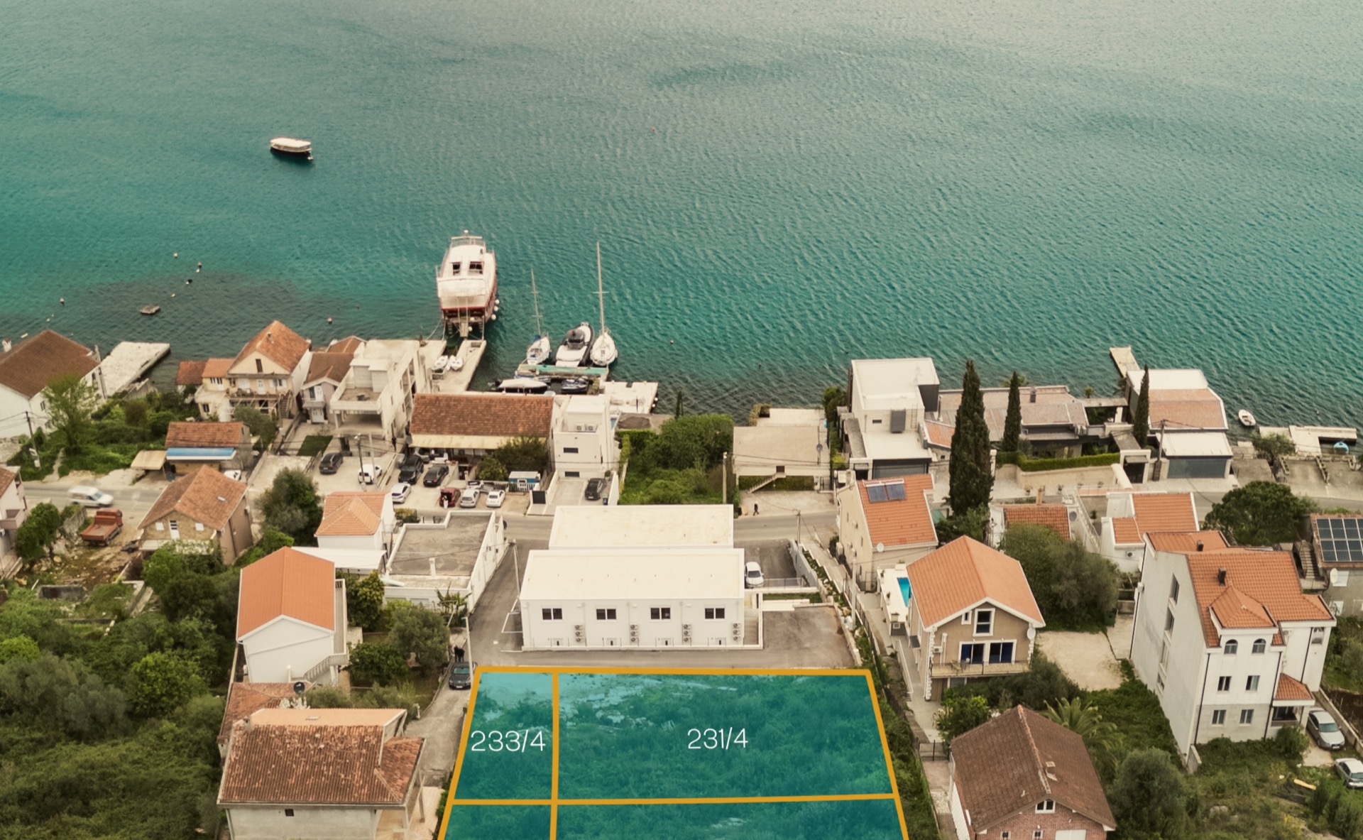 Building plot in Đuraševići, Luštica, Montenegro with direct sea view and yacht pier.