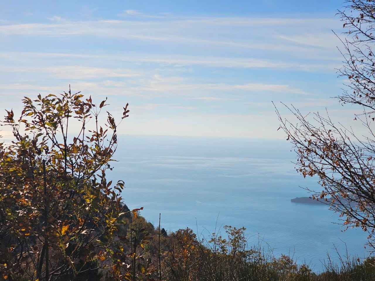 Panoramic view of the Adriatic Sea from a plot of land in Kuljace, Budva Riviera, Montenegro.