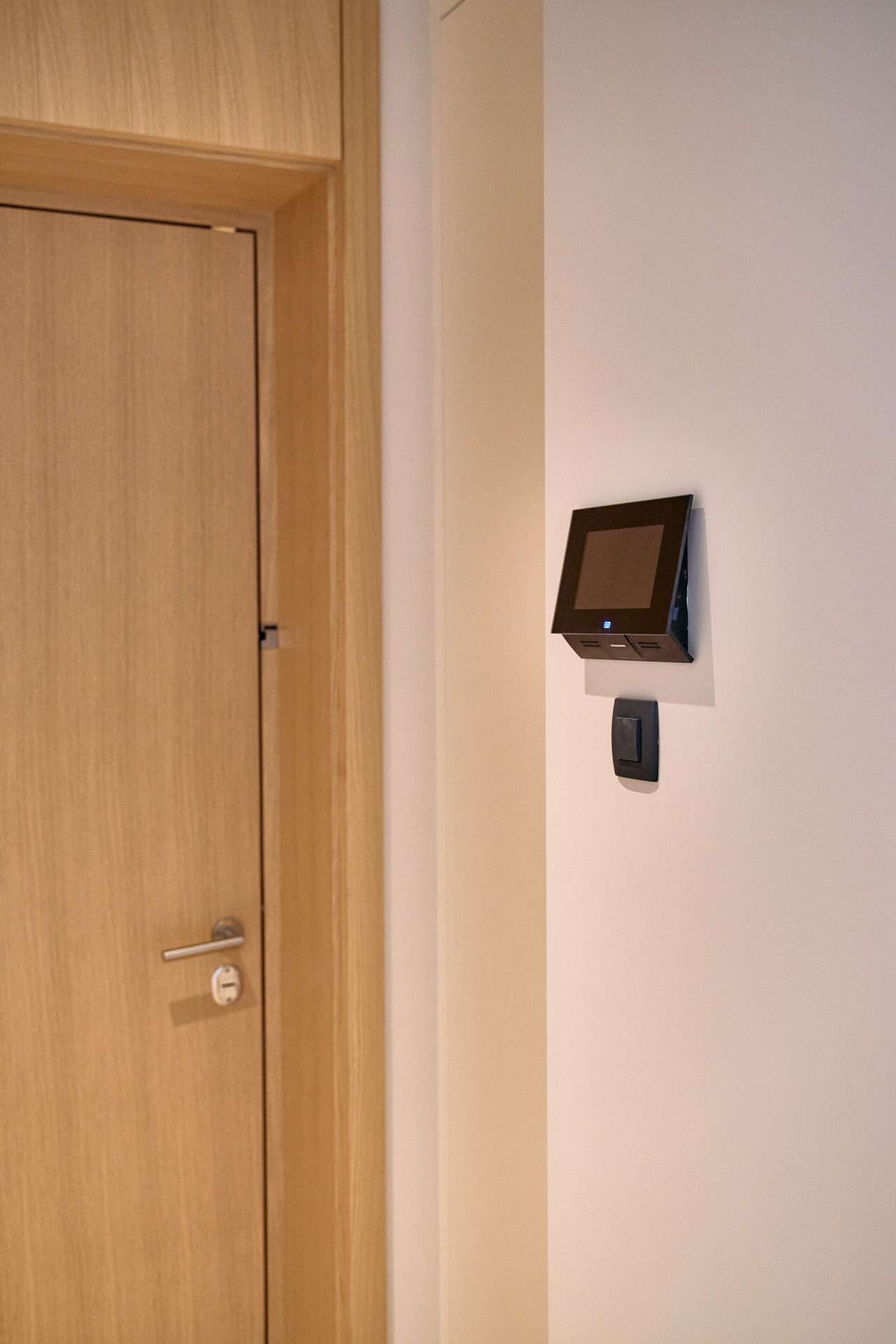 Smart home system and interior door in a modern apartment in Porto Montenegro, Tivat, Montenegro.