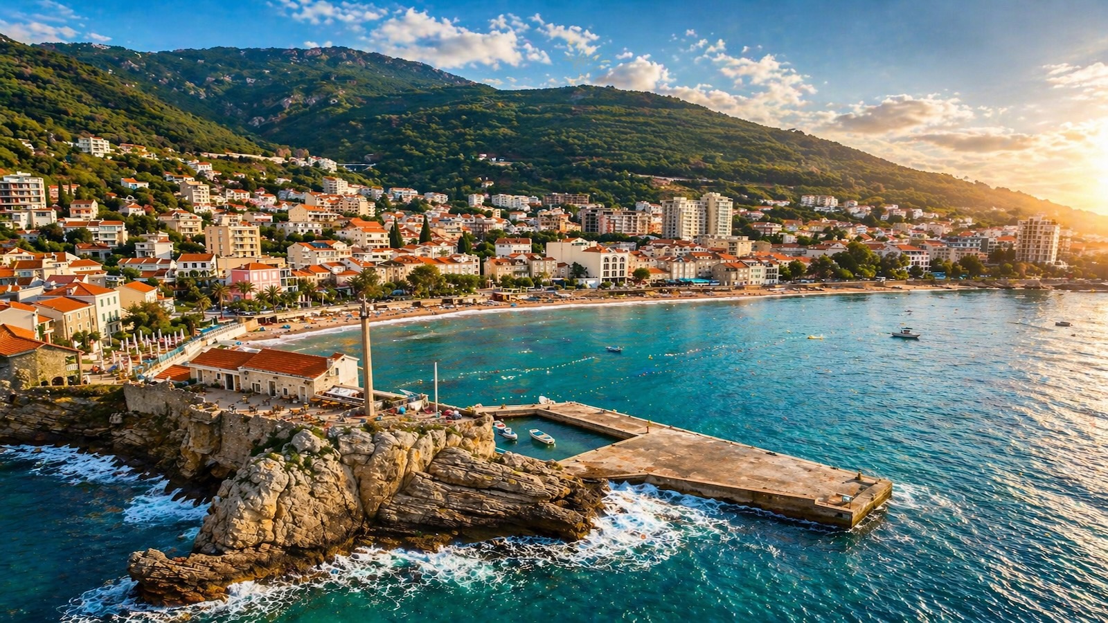 Budva Riviera and Montenegro’s new resorts: View of Castello Fortress, Petrovac, Montenegro