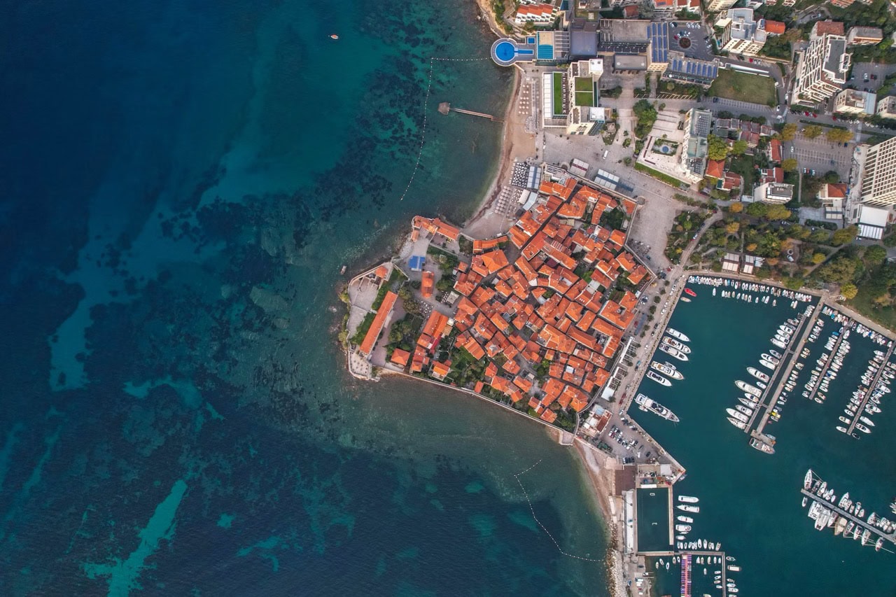 Beaches of Montenegro: Plaža Ričardova Glava, Old Town, Budva, Montenegro. 