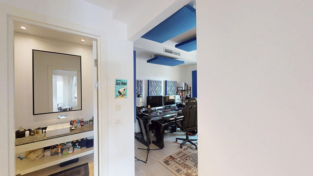 Modern recording studio and bathroom in an apartment, Luštica, Montenegro: stylish interior with acoustics.