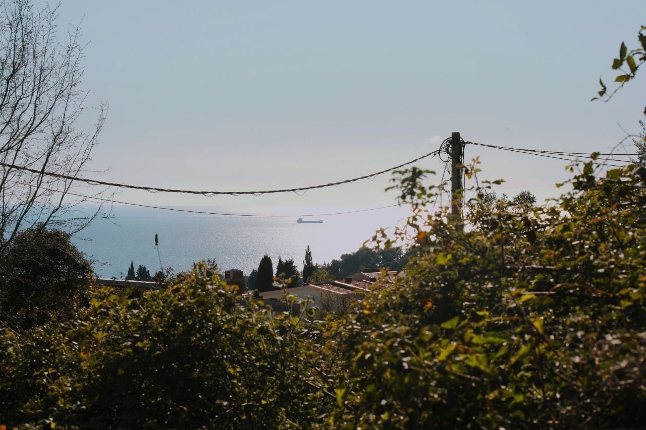 Panoramic view of the Adriatic Sea from a plot of land in the village of Šušanj, Bar, Montenegro.