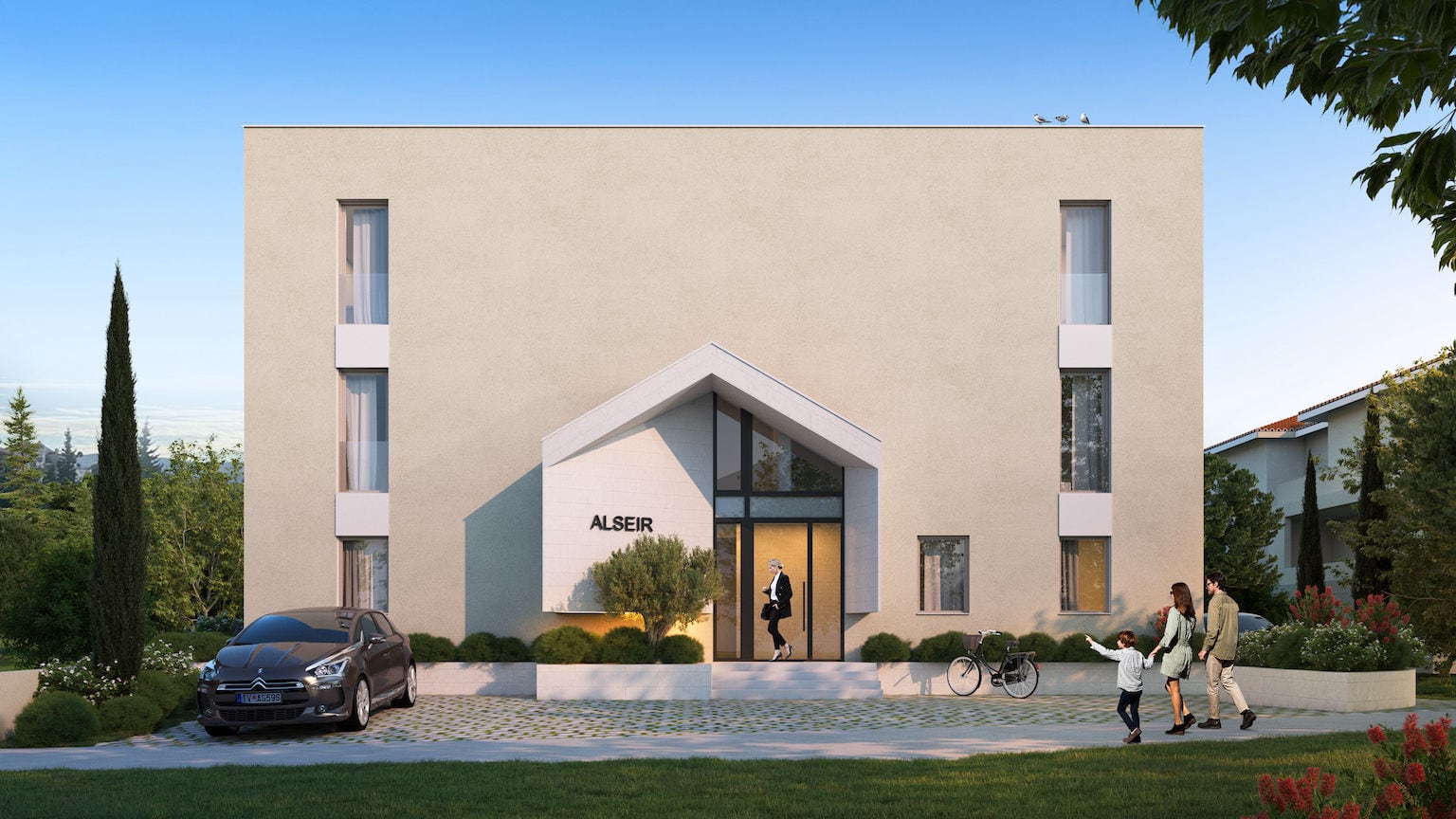 Exterior view of the residential building in Dumidran